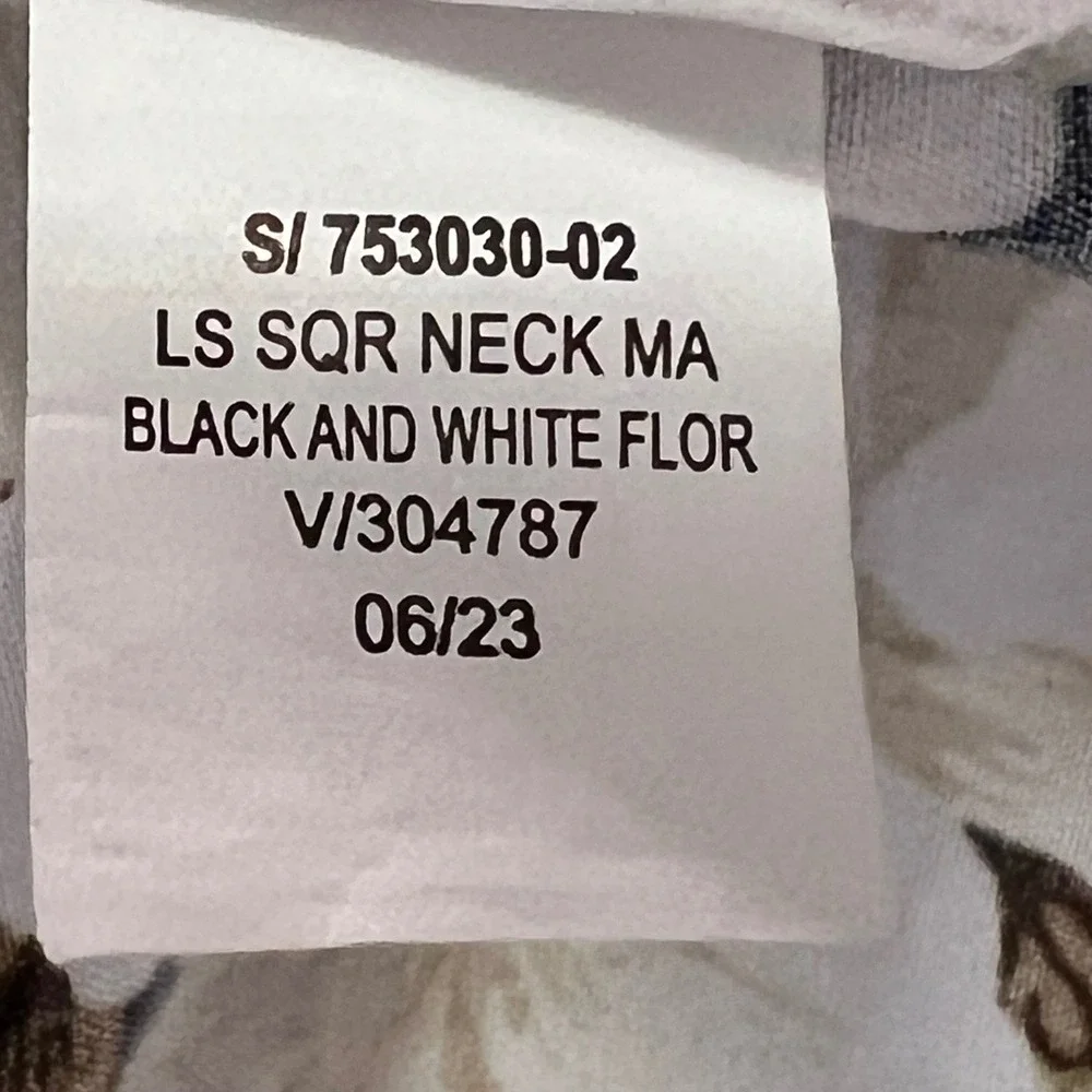 Old Navy Dark Floral Maxi Dress L Black White Brown Milkmaid Square Neck - Picture 10 of 11